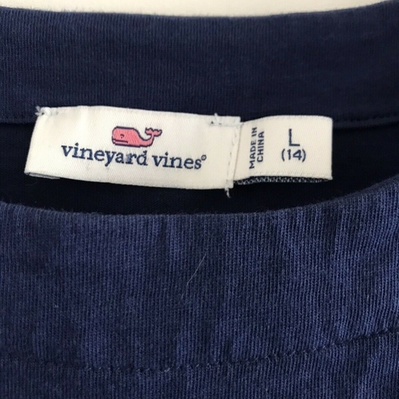 Vineyard Vines | Pullover Top Eyelet Kids Sz L - 14 Blue Front Pockets Crewneck - Picture 6 of 6